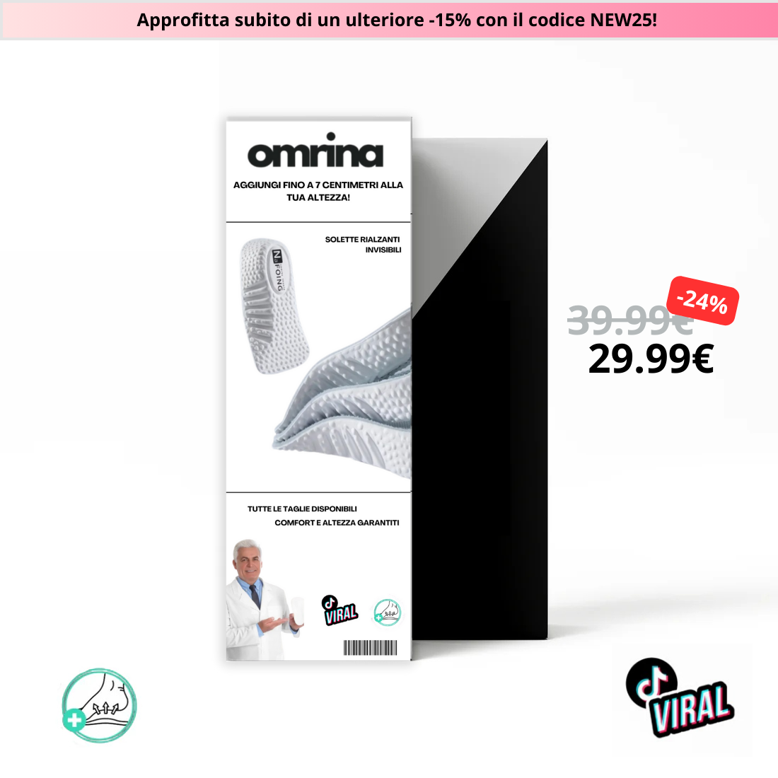 Solette ortopediche rialzanti FlexStep™ | Omrina